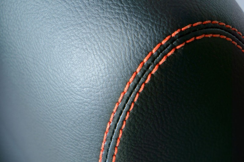 Close-up of artistic stitching. 